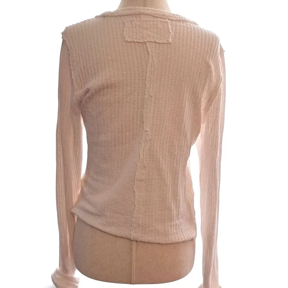 Free People white waffle knit heavyweight thermal long sleeve top in a M